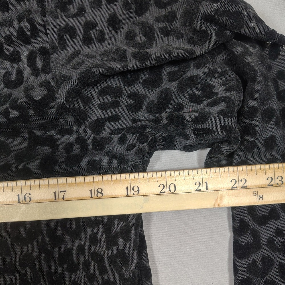 Kori America Mesh Top Women Medium Black Leopard Burnout Velvet Long Sleeve - Picture 8 of 10